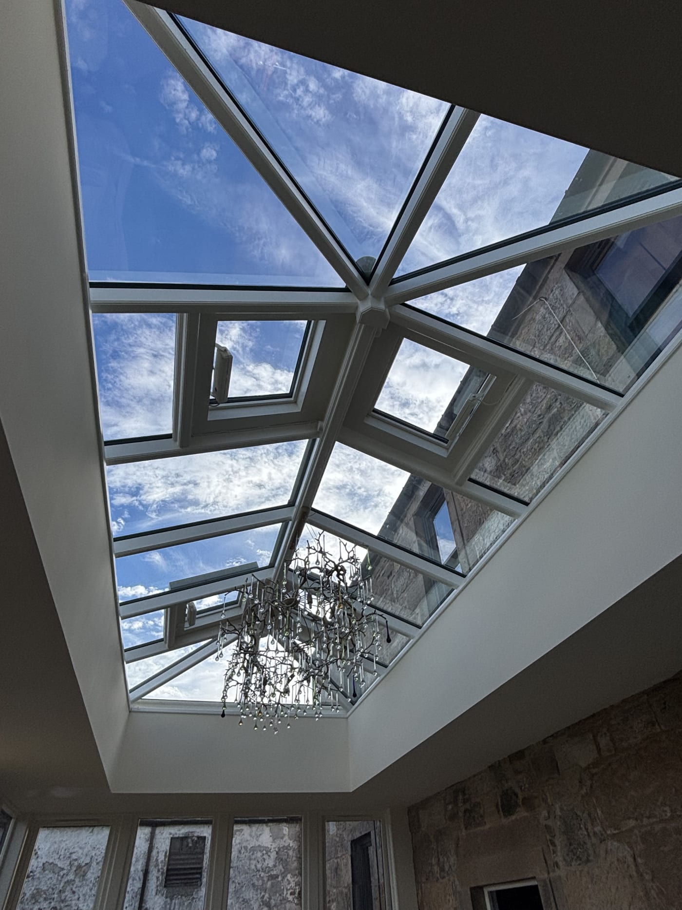 Solar-control film fitted to a glass conservatory roof in Scotland