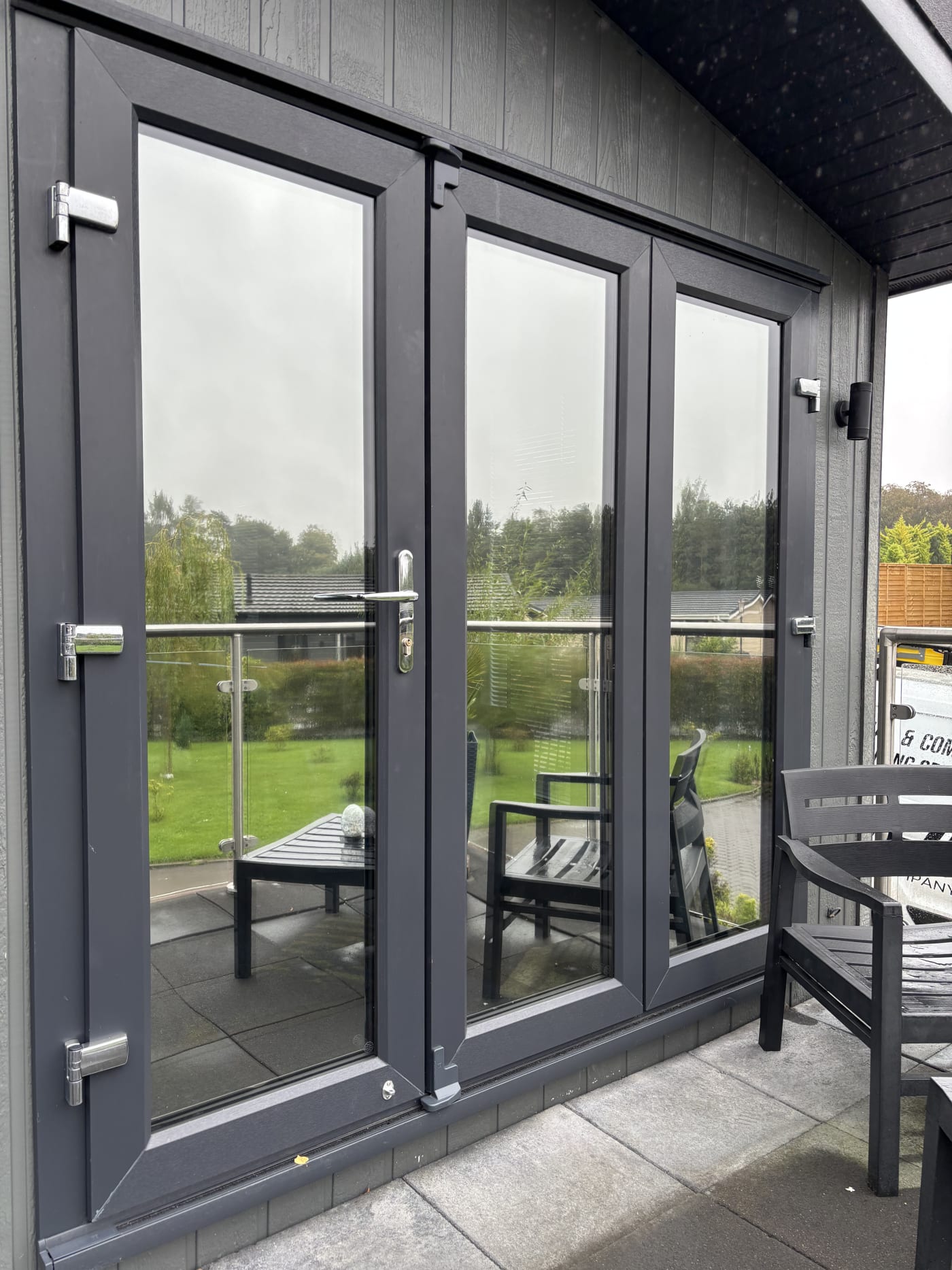 Window film fitted to floor-to-ceiling lodge glazing in Scotland