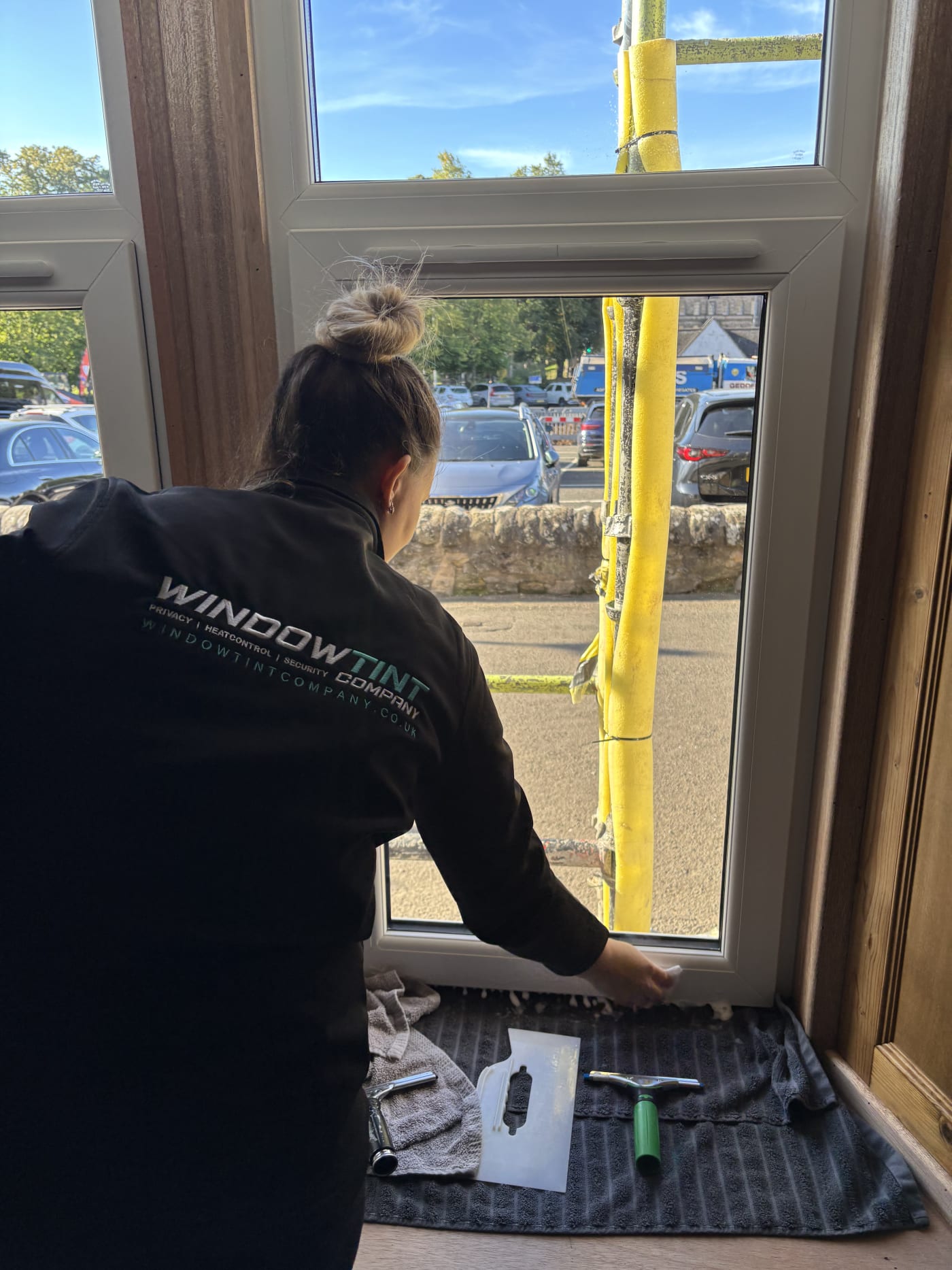 Window film installation 1 in Perth, Scotland