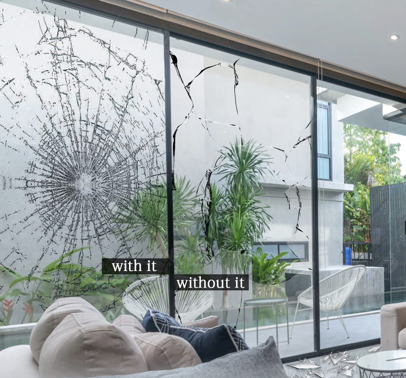 Clear safety window film installed on a glass entrance door in Scotland