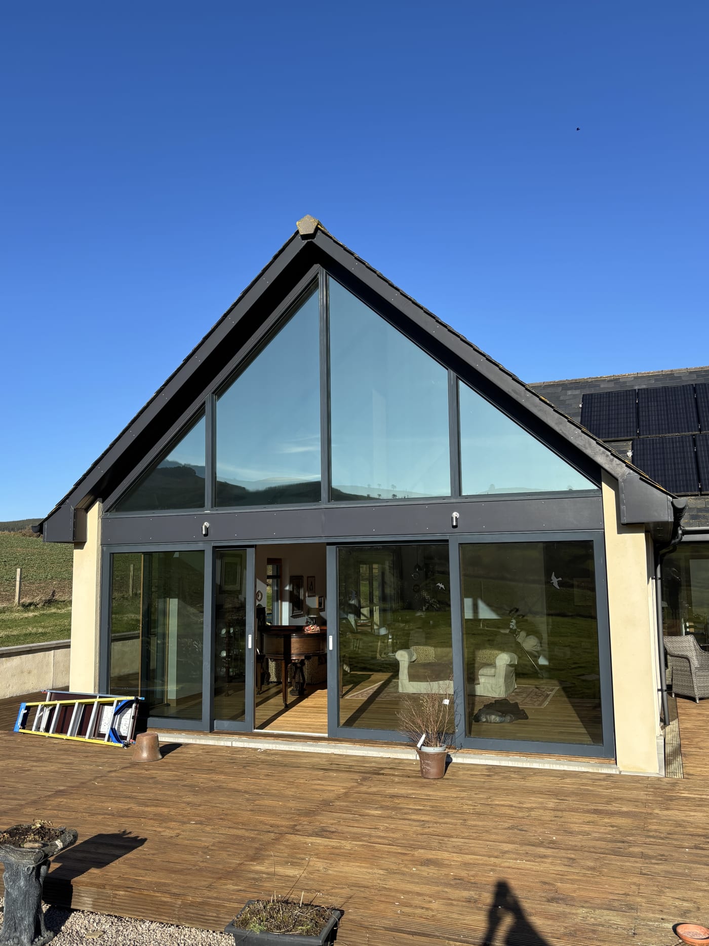 Heat-reduction window film on south-facing residential glazing in Scotland