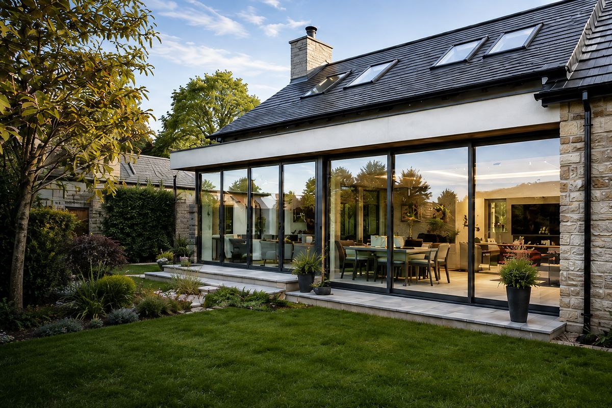 Modern Scottish home with large glazed doors treated with residential window film