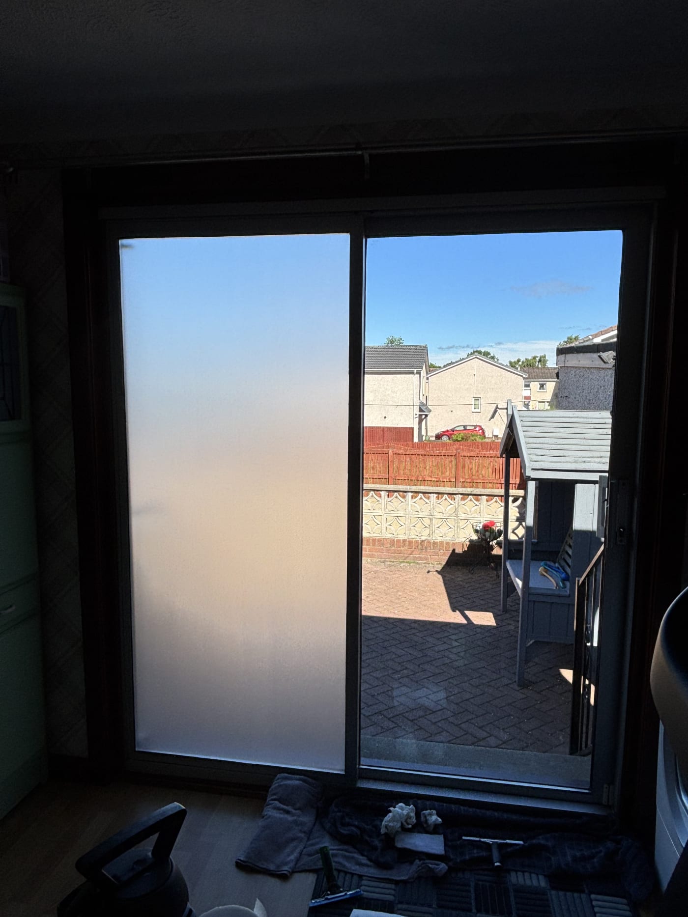 Frosted film vs Etched glass installation 1 in Scotland